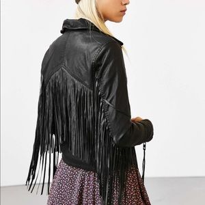 Faux leather Fringe jacket